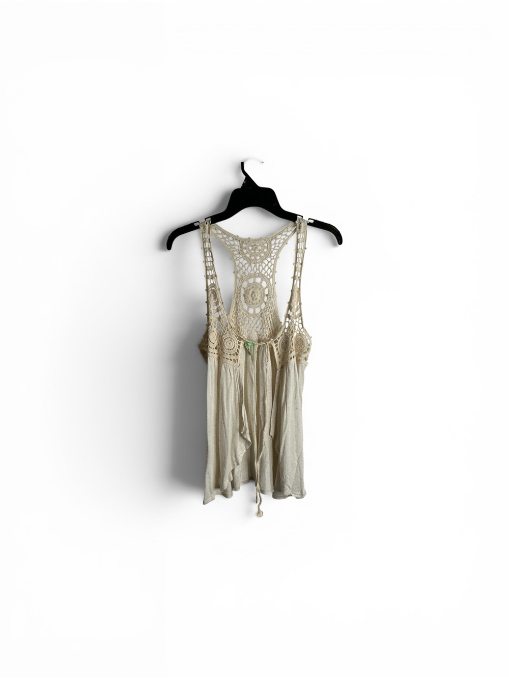 Bella Women’s Medium Crochet Vest Cardigan Cream Festival Boho Hippie 4385